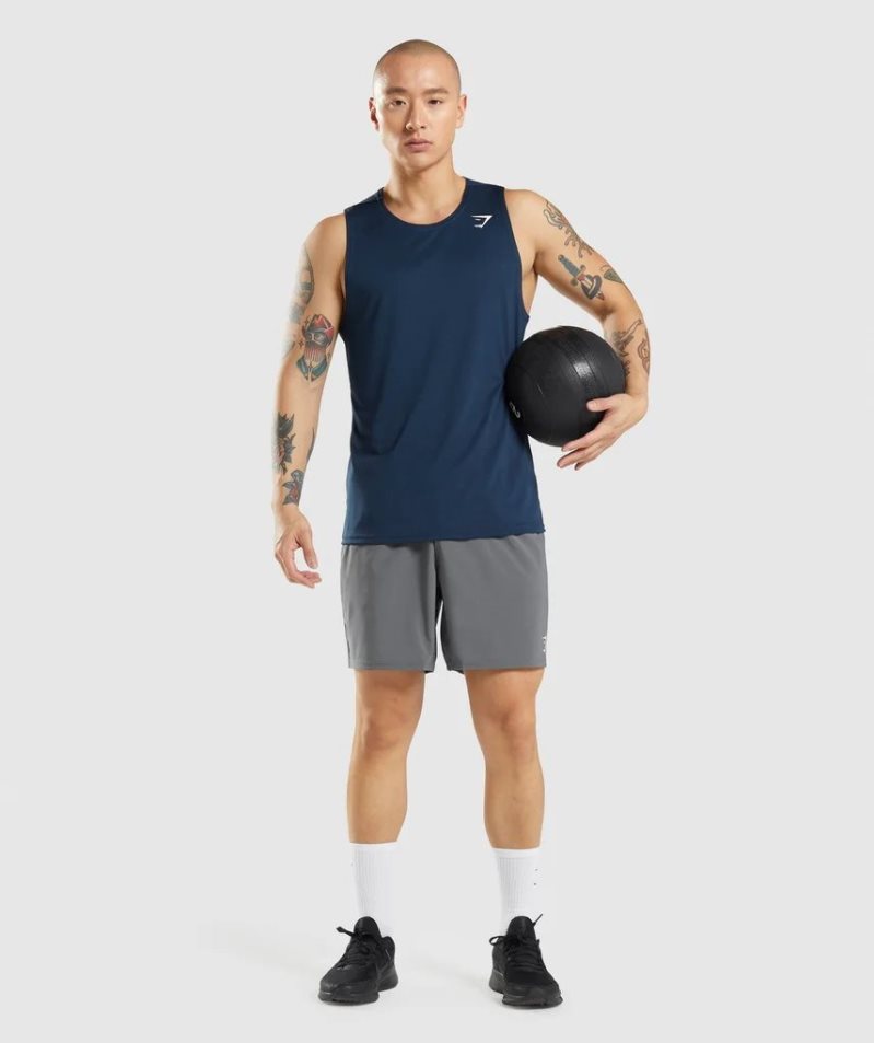 Men's Gymshark Arrival Tanks Navy | NZ 6RICFX